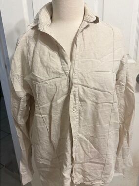 Jacquemus Cream Button-Back Shirt with Black Logo Patch